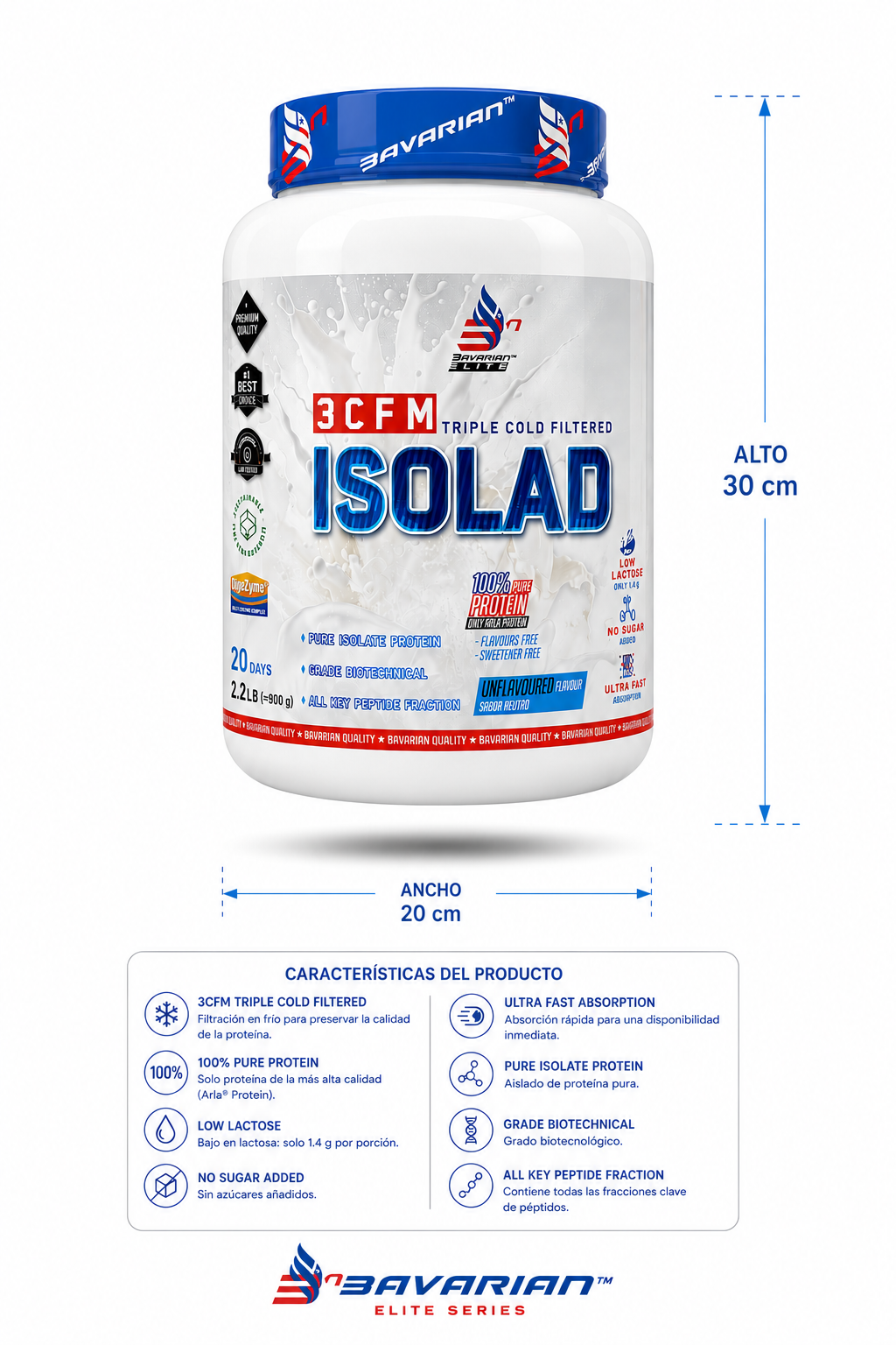 ISOLAD PROTEIN PURA 100% sin edulcorantes ni aromas (2KG) con Digezyme® + SHAKER DE REGALO